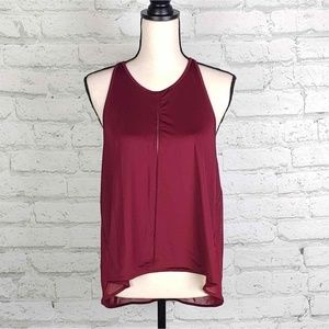 Kate Spade Out West Micro Mesh Draped Active Tank Burgundy Red Size XS Small